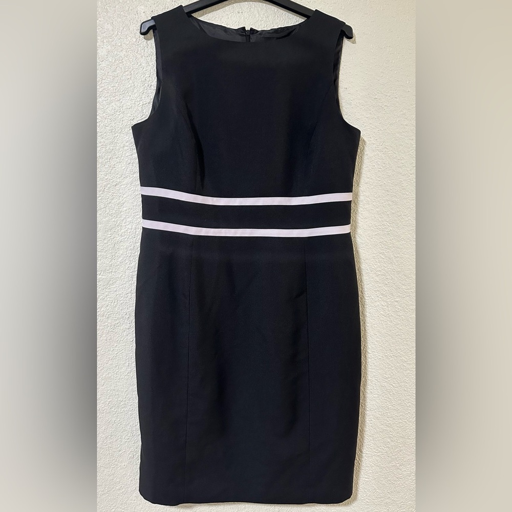 Chic Black Dress with white Accents